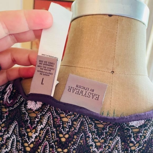 EASYWEAR BY CHICO’S | purple pattern open cardigan 1 - Picture 6 of 7